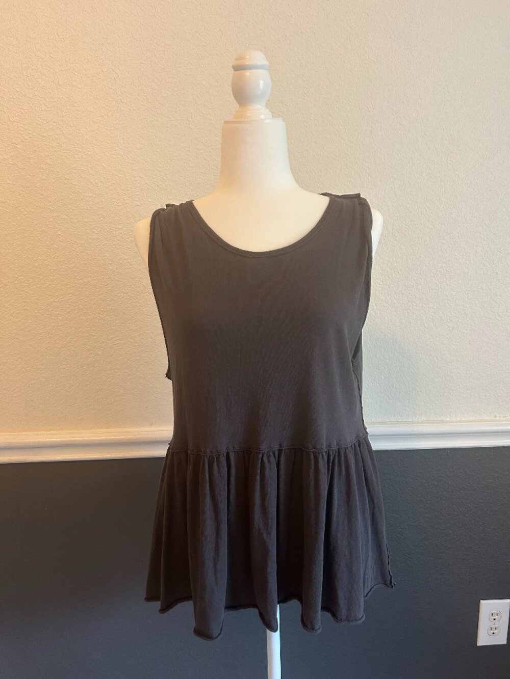 We The Free distressed grey flowy tank top